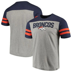 NEW 47 Brand Denver Broncos Versus Club T-Shirt Heathered Gray Orange Mens Large